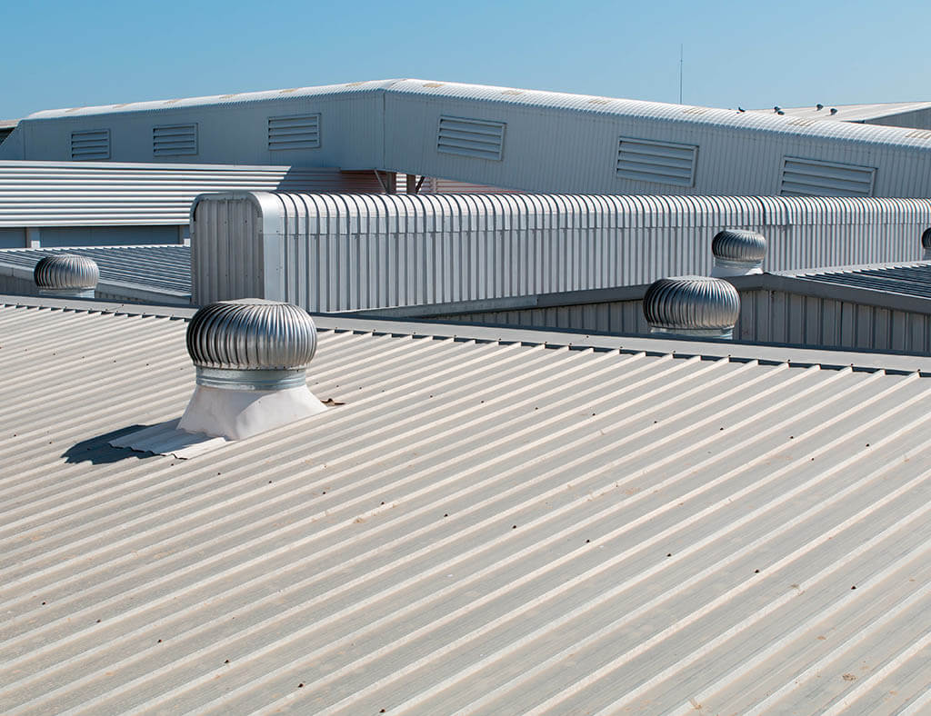 an industrial building with a repaired roof in springfield illinois