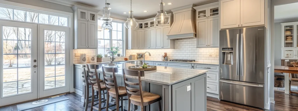 a sleek, modern kitchen with faded cabinetry and outdated appliances is juxtaposed against an inspiring design mood board, highlighting the urgency for a stylish remodel.