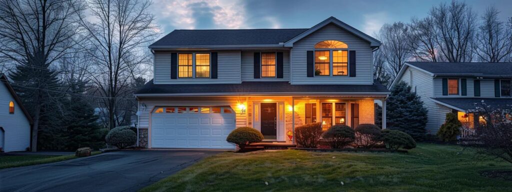 a well-maintained vinyl siding exterior of a modern suburban home gleams under soft, artificial lighting, showcasing its cleanliness and structural integrity, while a professional inspector examines the siding for wear and tear against a backdrop of a pristine neighborhood.