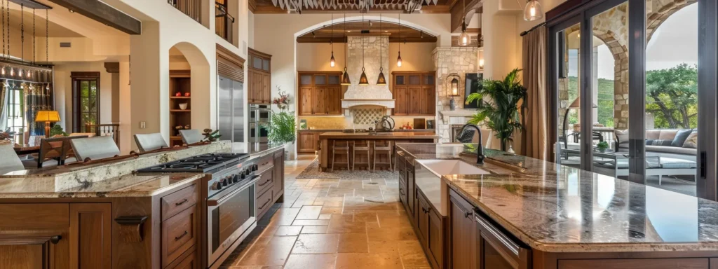 an elegantly designed modern kitchen featuring streamlined cabinetry, innovative appliances, and a spacious open layout, all expertly illuminated to showcase its functional beauty and maximize family interaction.