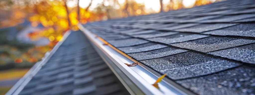a modern urban home in illinois showcases a durable gaf asphalt shingle roof glistening under bright overhead lights, emphasizing its robust design against a backdrop of contrasting seasonal elements.